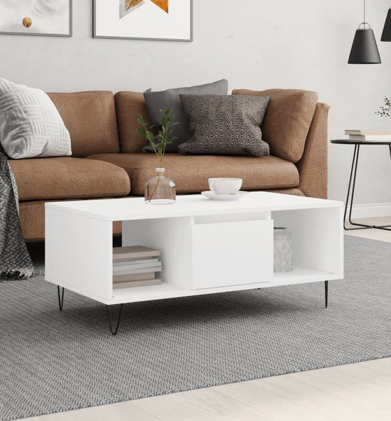 Couchtisch Weiß 90x50x36,5 cm Holzwerkstoff