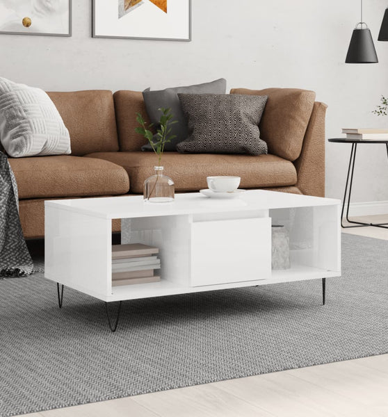 Couchtisch Hochglanz-Weiß 90x50x36,5 cm Holzwerkstoff