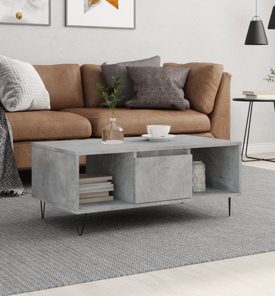 Couchtisch Betongrau 90x50x36,5 cm Holzwerkstoff