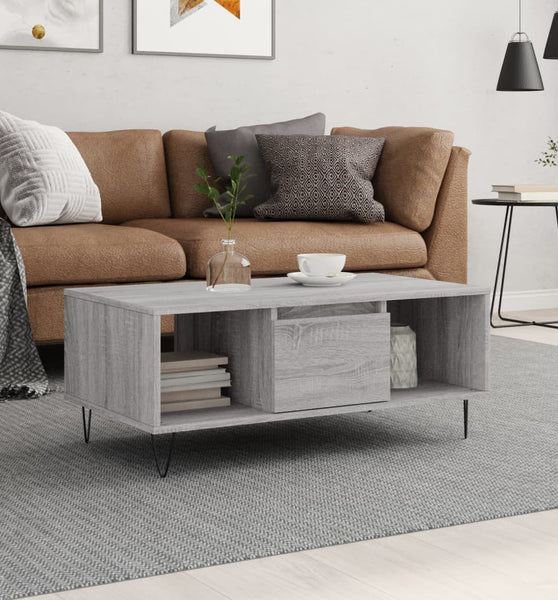 Couchtisch Grau Sonoma 90x50x36,5 cm Holzwerkstoff