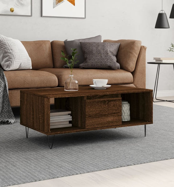 Couchtisch Braun Eichen-Optik 90x50x36,5 cm Holzwerkstoff