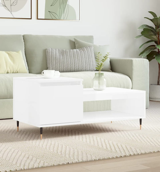 Couchtisch Hochglanz-Weiß 100x50x45 cm Holzwerkstoff