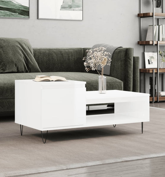 Couchtisch Hochglanz-Weiß 100x50x45 cm Holzwerkstoff