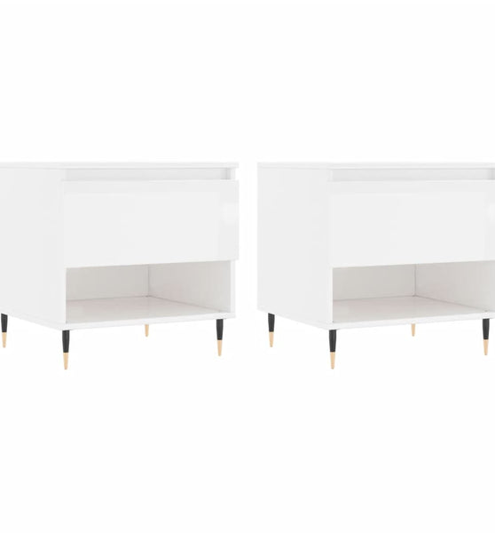 Couchtische 2 Stk. Hochglanz-Weiß 50x46x50 cm Holzwerkstoff