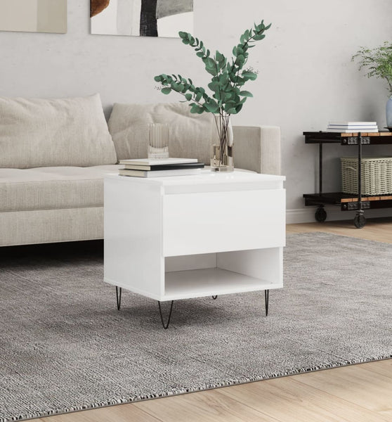 Couchtisch Hochglanz-Weiß 50x46x50 cm Holzwerkstoff