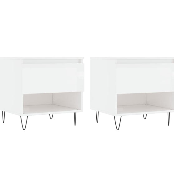 Couchtische 2 Stk. Hochglanz-Weiß 50x46x50 cm Holzwerkstoff