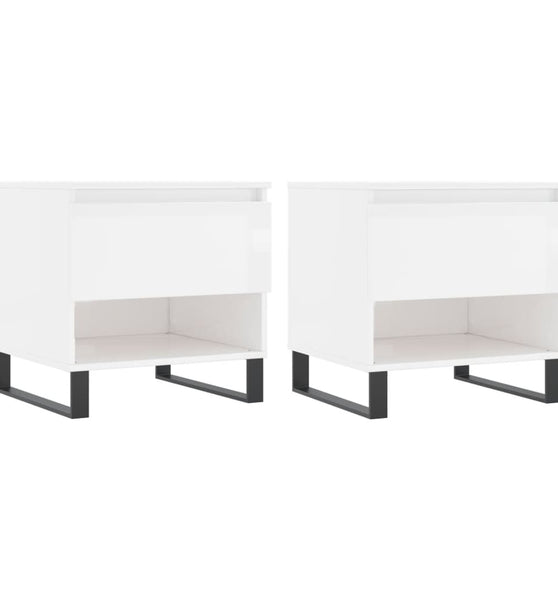 Couchtische 2 Stk. Hochglanz-Weiß 50x46x50 cm Holzwerkstoff