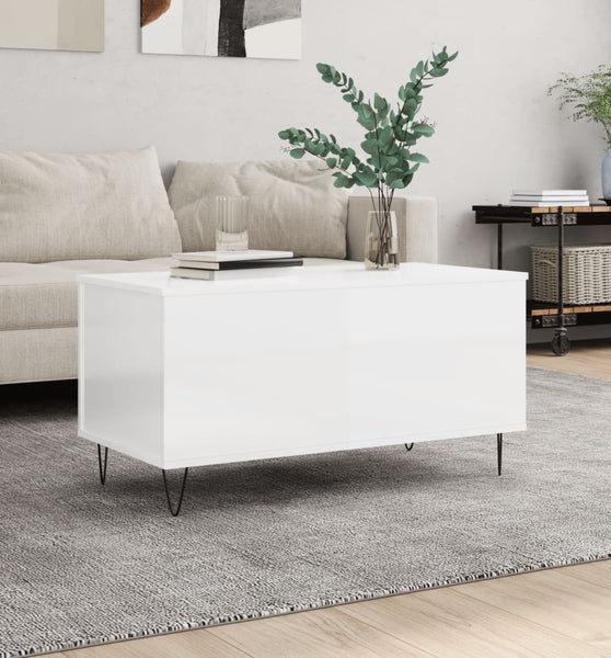 Couchtisch Hochglanz-Weiß 90x44,5x45 cm Holzwerkstoff