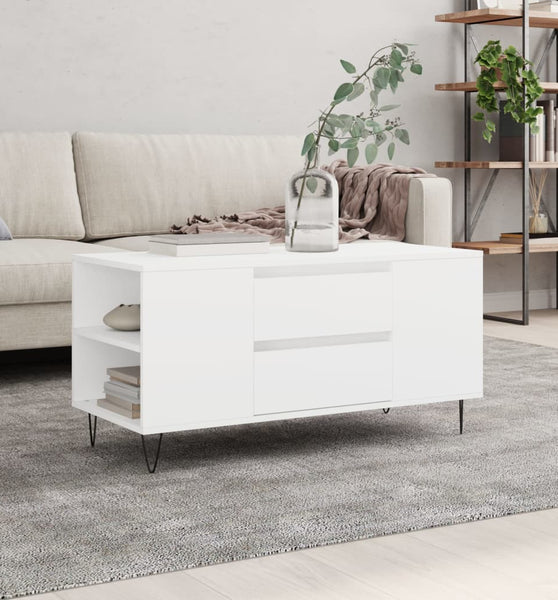 Couchtisch Weiß 102x44,5x50 cm Holzwerkstoff