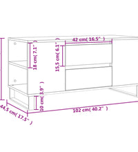 Couchtisch Weiß 102x44,5x50 cm Holzwerkstoff