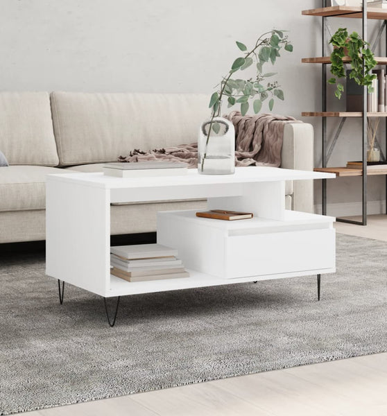 Couchtisch Weiß 90x49x45 cm Holzwerkstoff