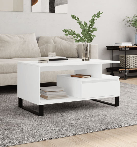 Couchtisch Weiß 90x49x45 cm Holzwerkstoff