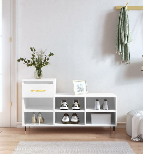 Schuhregal Weiß 102x36x60 cm Holzwerkstoff