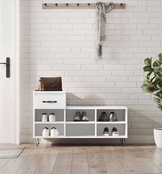 Schuhregal Weiß 102x36x60 cm Holzwerkstoff