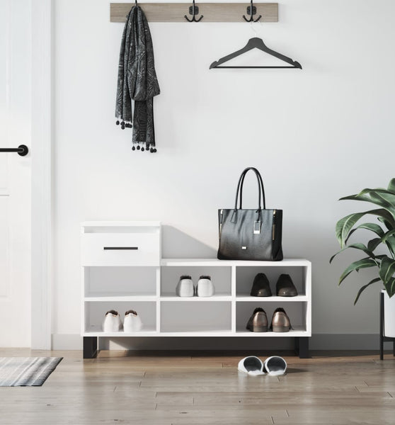 Schuhregal Weiß 102x36x60 cm Holzwerkstoff