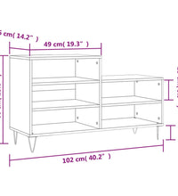 Schuhregal Betongrau 102x36x60 cm Holzwerkstoff