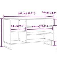 Schuhregal Betongrau 102x36x60 cm Holzwerkstoff