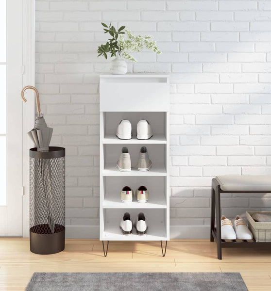 Schuhschrank Hochglanz-Weiß 40x36x105 cm Holzwerkstoff