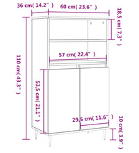 Highboard Räuchereiche 60x36x110 cm Holzwerkstoff