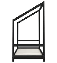 Kinderbett Schwarz 80x200 cm Massivholz Kiefer