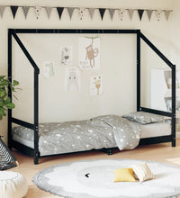 Kinderbett Schwarz 80x200 cm Massivholz Kiefer
