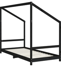 Kinderbett Schwarz 90x200 cm Massivholz Kiefer