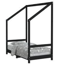 Kinderbett Schwarz 70x140 cm Massivholz Kiefer