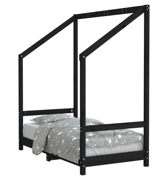 Kinderbett Schwarz 70x140 cm Massivholz Kiefer