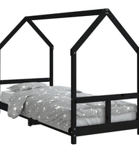 Kinderbett Schwarz 80x200 cm Massivholz Kiefer