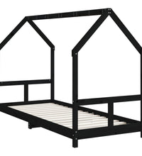 Kinderbett Schwarz 80x200 cm Massivholz Kiefer