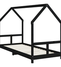 Kinderbett Schwarz 80x200 cm Massivholz Kiefer