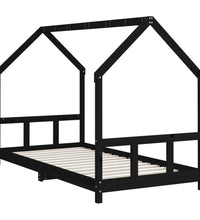 Kinderbett Schwarz 90x200 cm Massivholz Kiefer