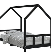 Kinderbett Schwarz 90x190 cm Massivholz Kiefer