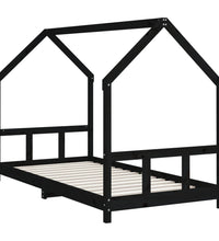 Kinderbett Schwarz 90x190 cm Massivholz Kiefer