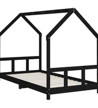 Kinderbett Schwarz 90x190 cm Massivholz Kiefer