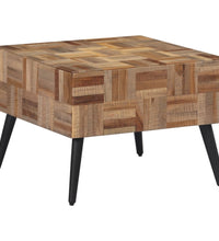 Couchtisch Grau 55x55x40 cm Recyceltes Massivholz Teak