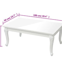 Couchtisch Hochglanz-Weiß 100x50x42 cm Holzwerkstoff
