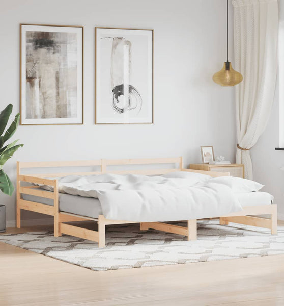 Tagesbett Ausziehbar Weiß 80x200 cm Massivholz Kiefer