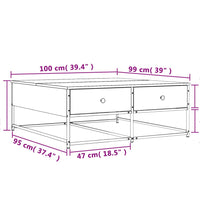 Couchtisch Grau Sonoma 100x99x40 cm Holzwerkstoff