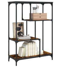 Bücherregal Räuchereiche 81x36x115 cm Holzwerkstoff und Stahl