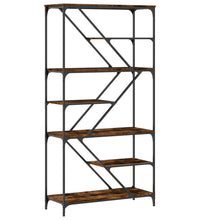 Bücherregal Räuchereiche 91x36x176 cm Holzwerkstoff und Stahl