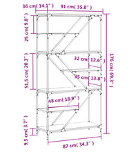 Bücherregal Räuchereiche 91x36x176 cm Holzwerkstoff und Stahl