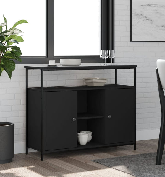 Sideboard Schwarz 100x35x80 cm Holzwerkstoff