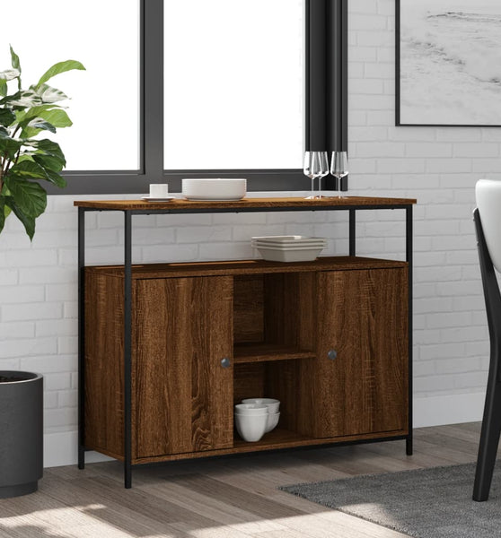 Sideboard Braun Eichen-Optik 100x35x80 cm Holzwerkstoff