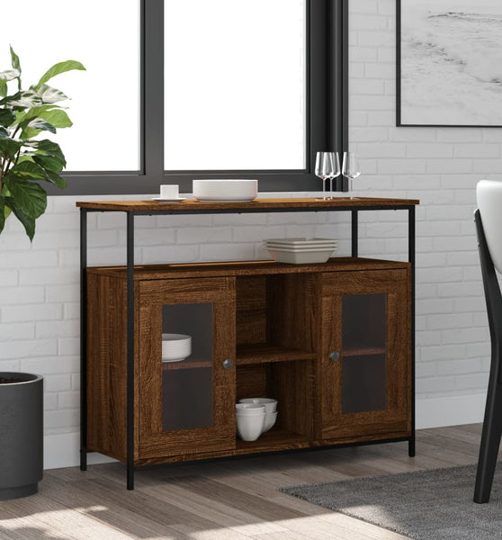 Sideboard Braun Eichen-Optik 100x35x80 cm Holzwerkstoff
