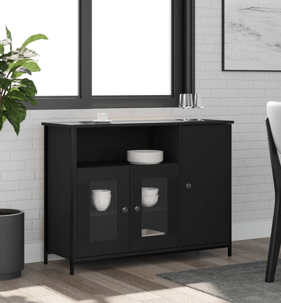 Sideboard Schwarz 100x35x75 cm Holzwerkstoff