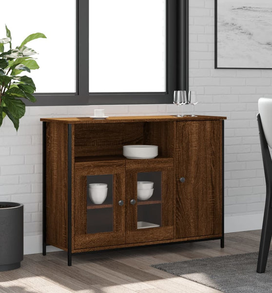 Sideboard Braun Eichen-Optik 100x35x75 cm Holzwerkstoff