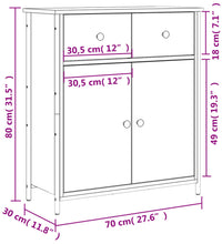 Sideboard Räuchereiche 70x30x80 cm Holzwerkstoff