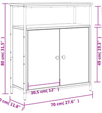 Sideboard Grau Sonoma 70x30x80 cm Holzwerkstoff