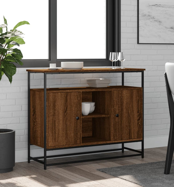 Sideboard Braun Eichen-Optik 100x35x80 cm Holzwerkstoff